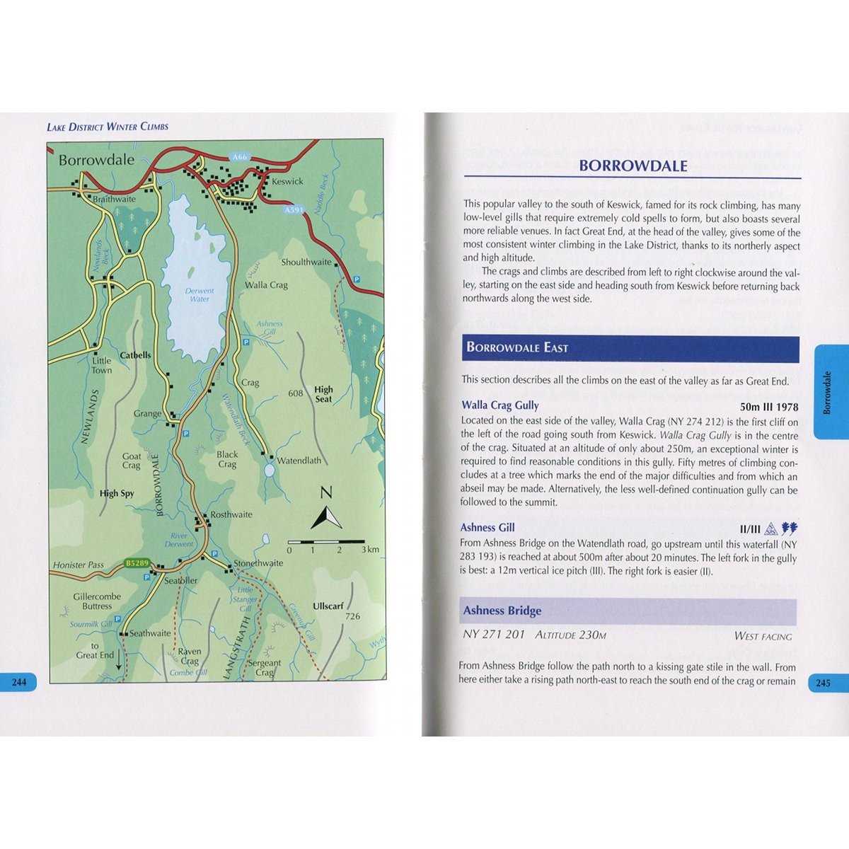 Lake District Winter Climbs, photos, maps and topo examples