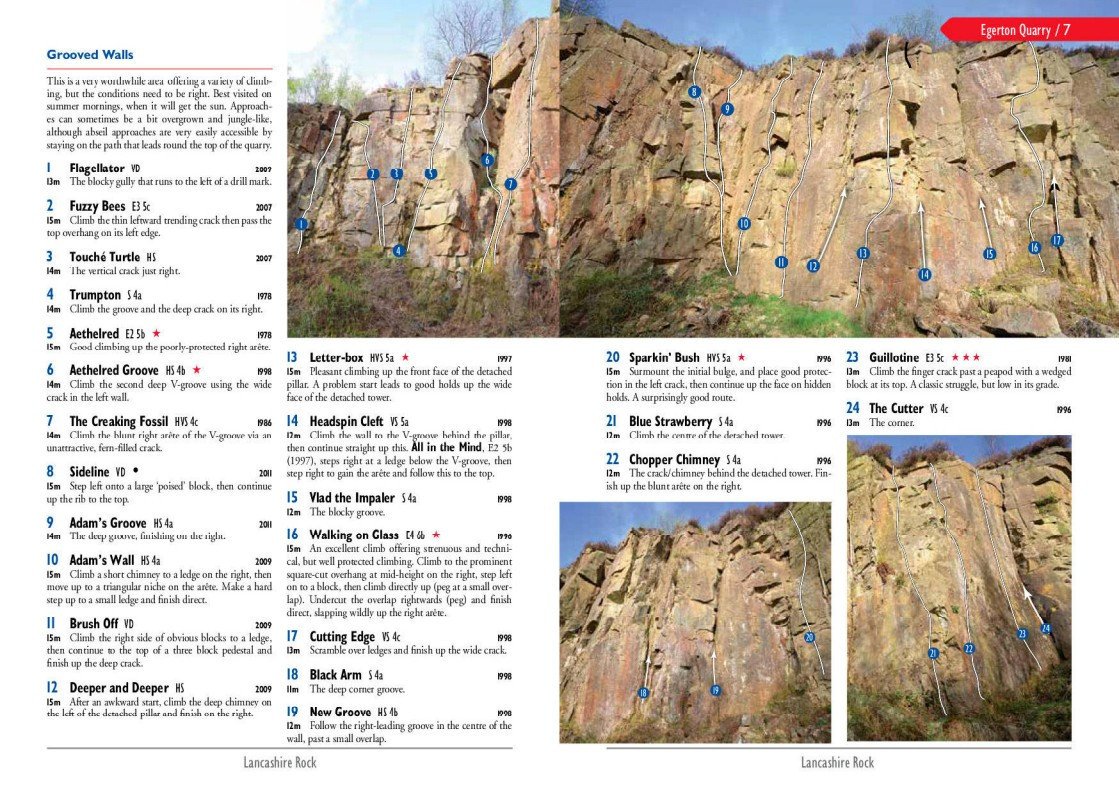 Lancashire Rock guide, photo and topo examples