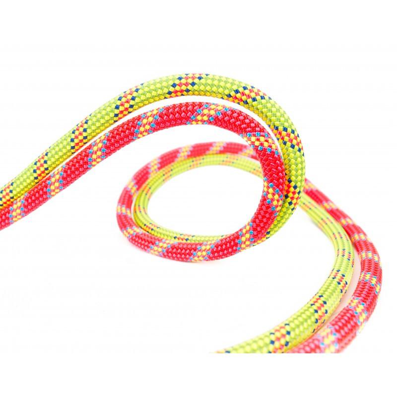 2 Beal Legend 8.3mm x 50m climbing ropes, shown in red and green colours