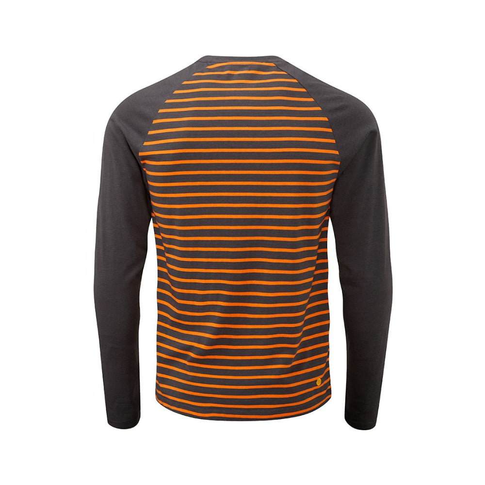 Moon Striped Long Sleeve Tech T-Shirt, Charcoal/Orange, Back