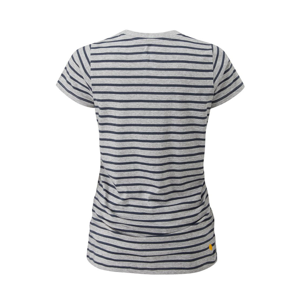 Moon Striped Tech T-Shirt Womens, Grey Marl Indigo, Rear
