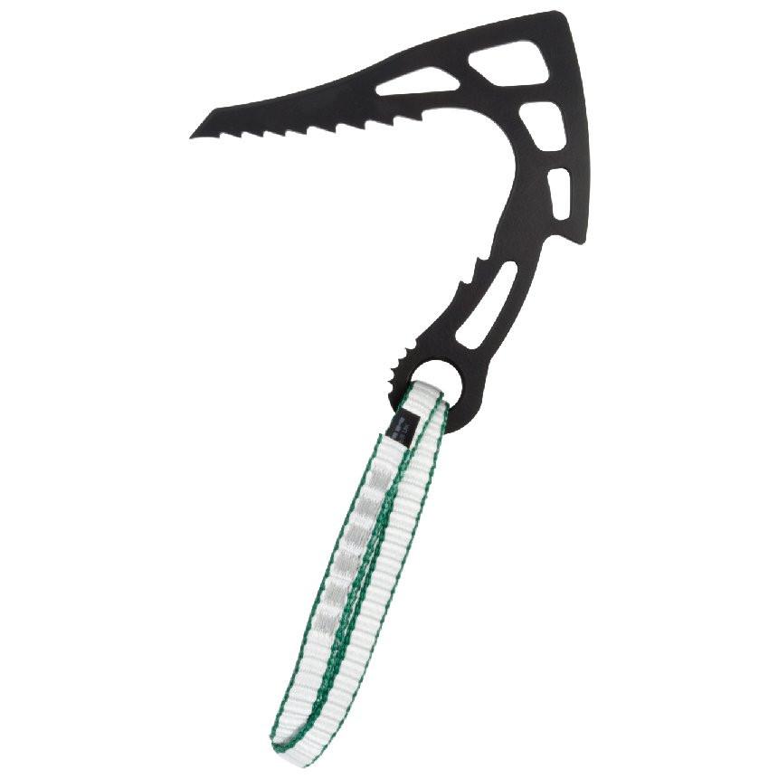 DMM Bulldog Ice Anchor, in black colour with green/white sling