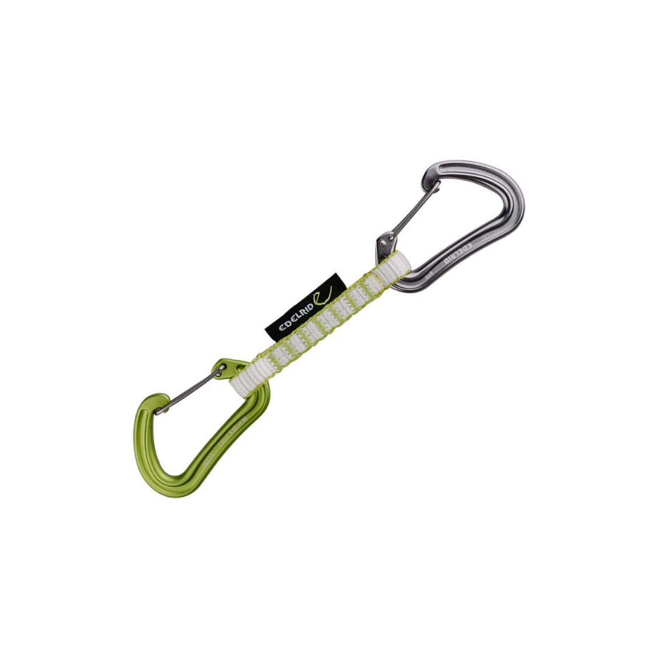 Edelrid Nineteen G 10cm climbing Quickdraw, white sling with grey/green crabiners