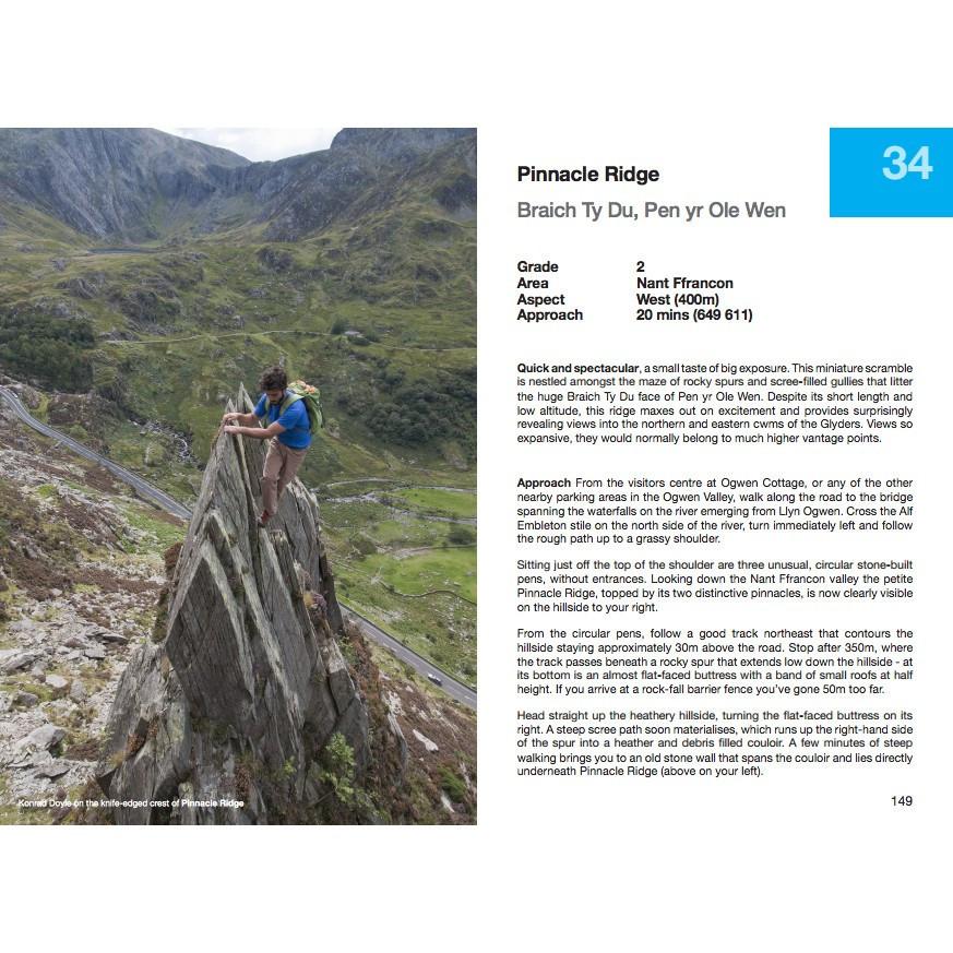 North Wales Scrambles guide, example inside pages showing photos and route desriptions