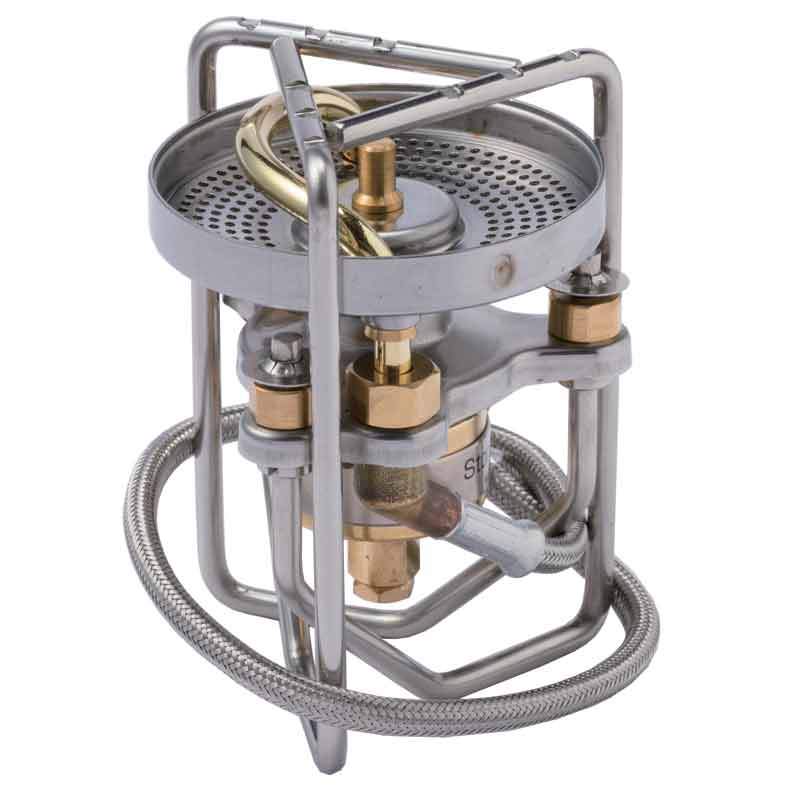 SOTO Storm Breaker Stove shown erect with gas and fuel canister