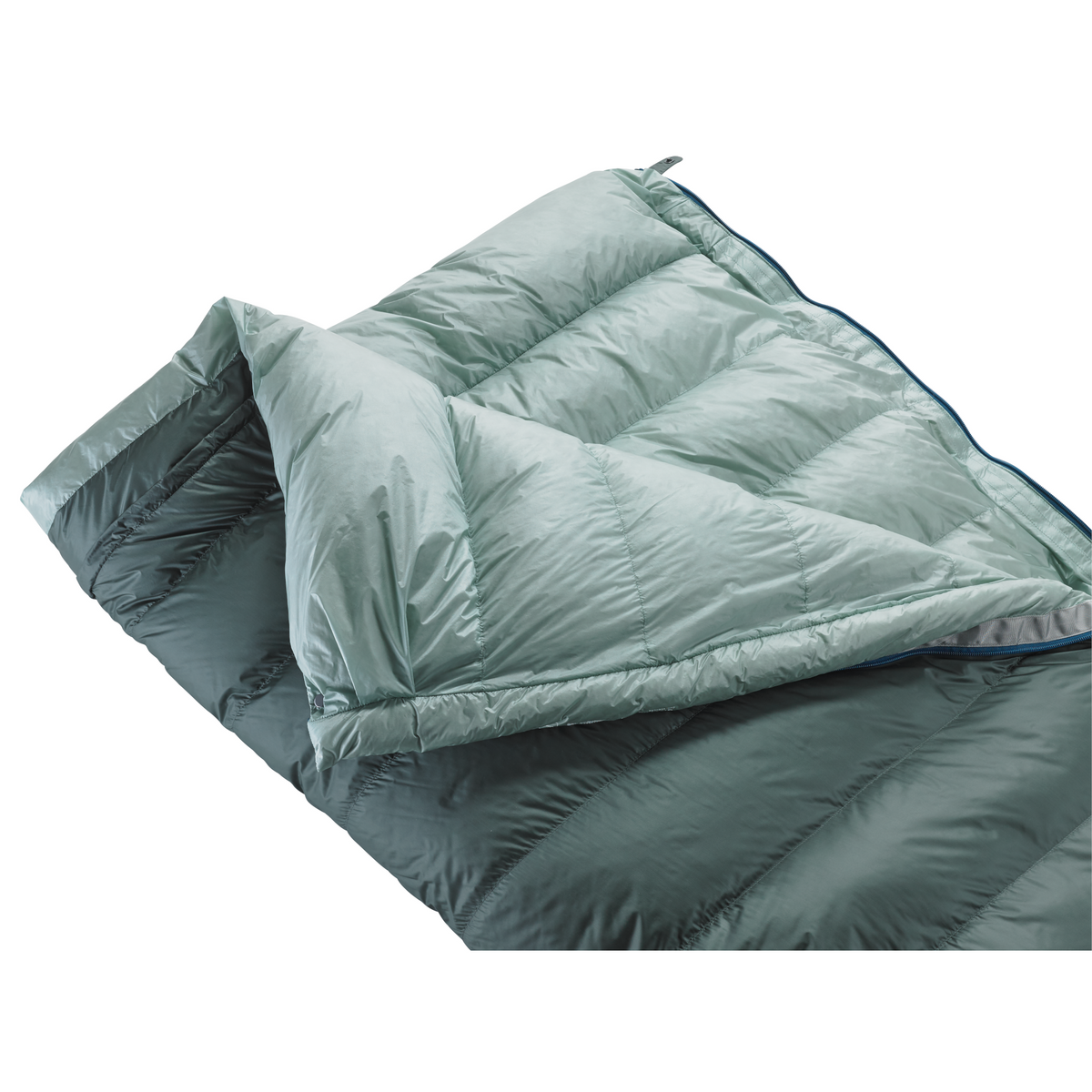 Thermarest Ohm 20F/-6C sleeping bag in Balsam colour, showing inside of bag