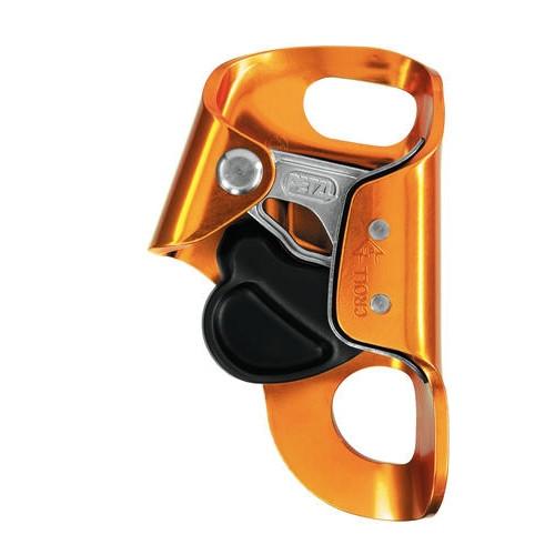 Petzl Croll S Chest Ascender, shown upright in orange and black colours