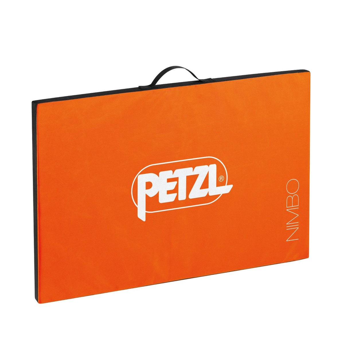 Petzl Nimbo bouldering crash pad, shown open in orange colour