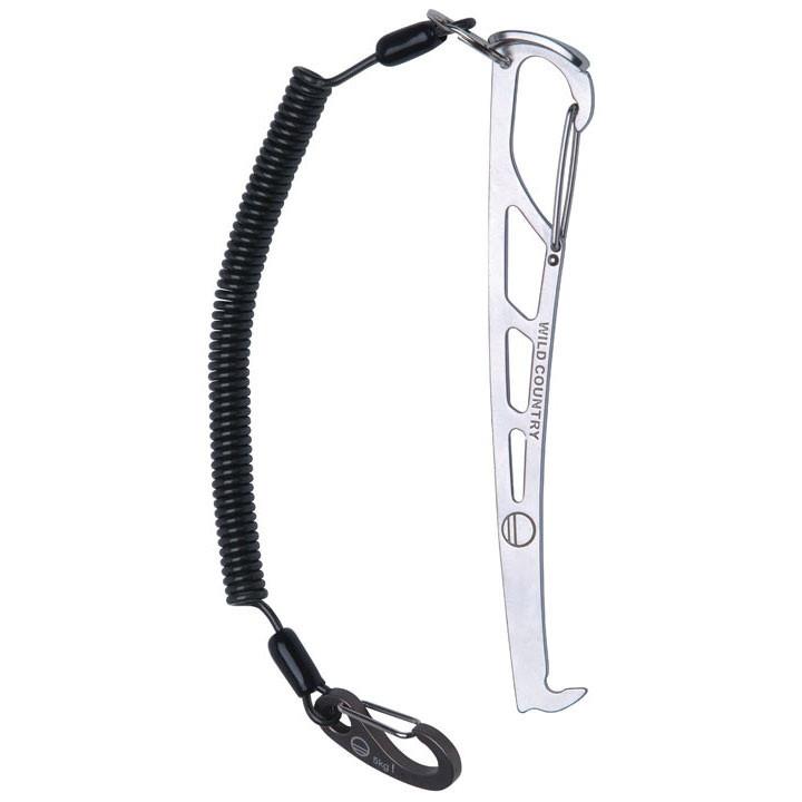 Wild Country Pro Key, silver climbing nut tool with black leash