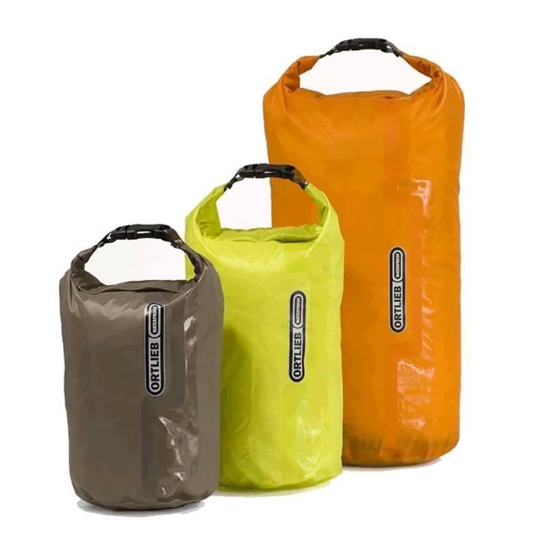 Ortlieb Ultra Lightweight Dry Bag range in three sizes and 3 different colours