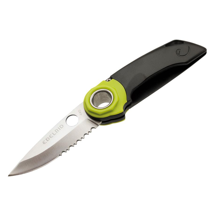 Edelrid Rope Tooth climbing Knife, with black handle and silver blade