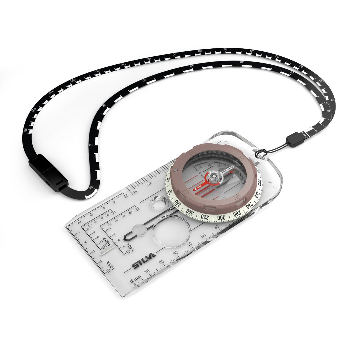 Silva Expedition 360 Global compass shown with lanyard