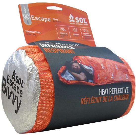 SOL Escape Bivvy, front/side view shown in packaging