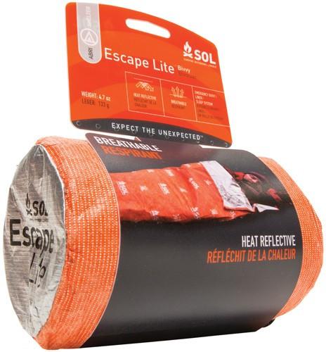 SOL Escape Lite Bivvy, an emergency survival shelter, shown in packaging