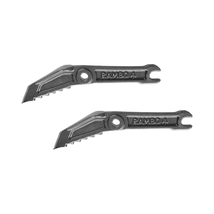 Grivel crampon Rambo Evo 4 Front Points, pair shown side by side in black colour