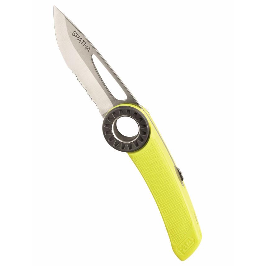 Petzl Spatha climbing Knife, in Yellow colour with silver blade