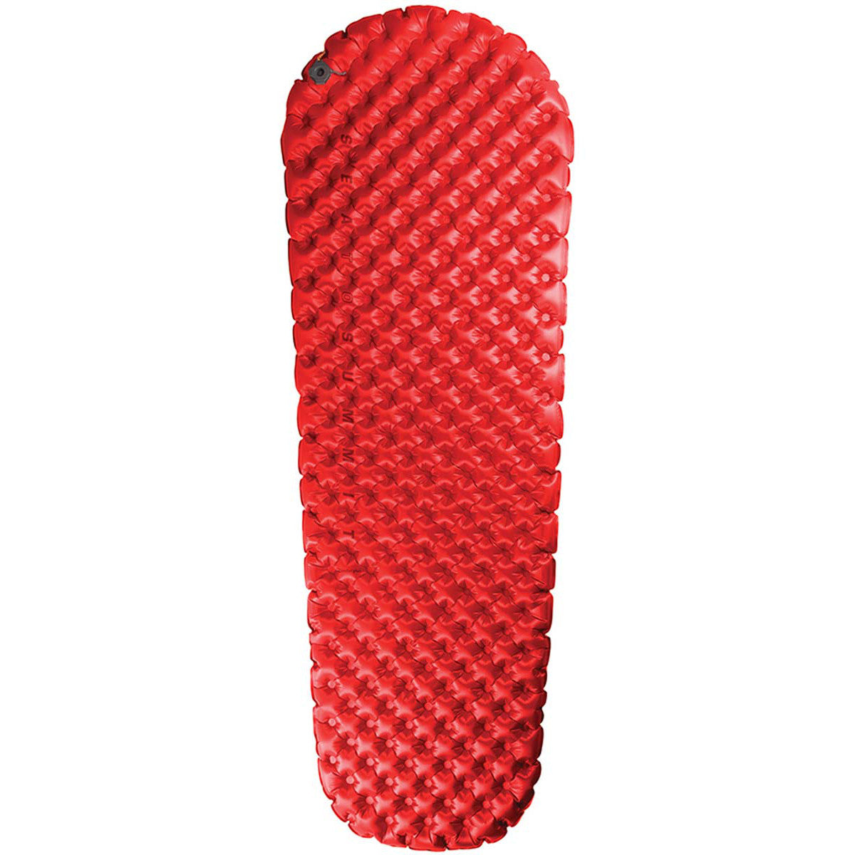 Sea to Summit Comfort Plus Insulated sleeping mat, shown inflated and laid flat in red colour