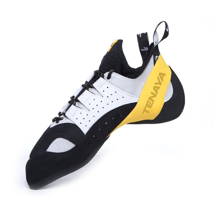Tenaya Tarifa climbing shoe, in white, black and yellow colours
