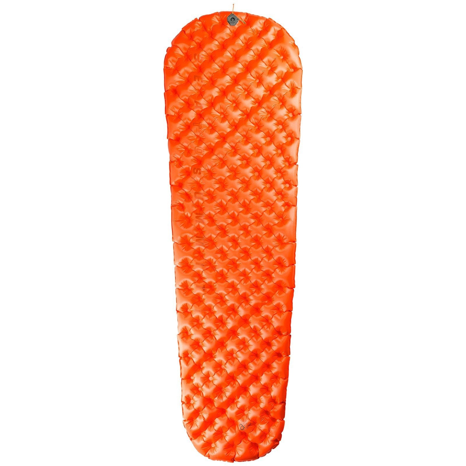 Sea to Summit UltraLight Insulated sleeping mat, shown inflated and laid flat in orange colour