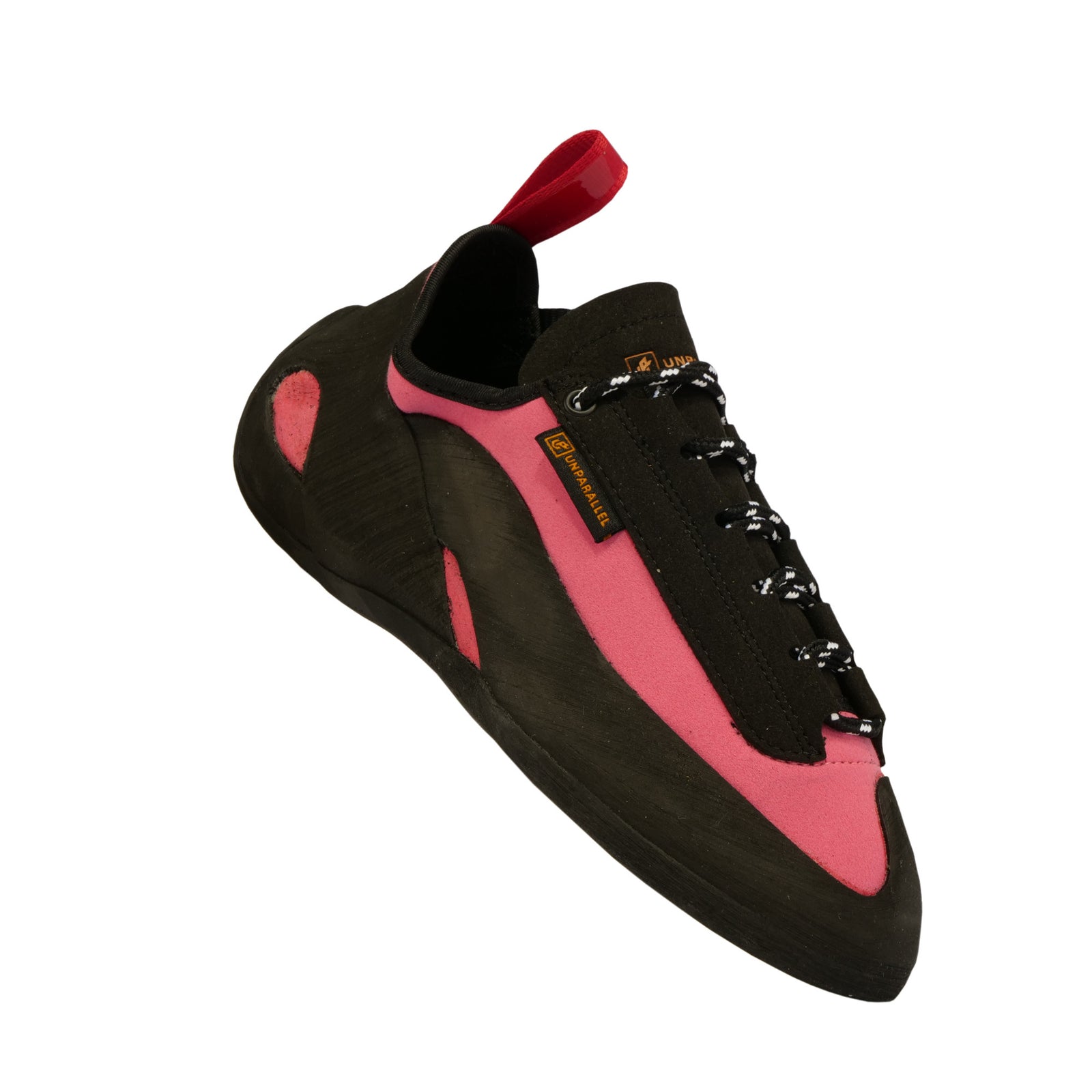 Tilted Unparallel Up Lace LV shoe in pink showing the lace up closure and rear pull tab
