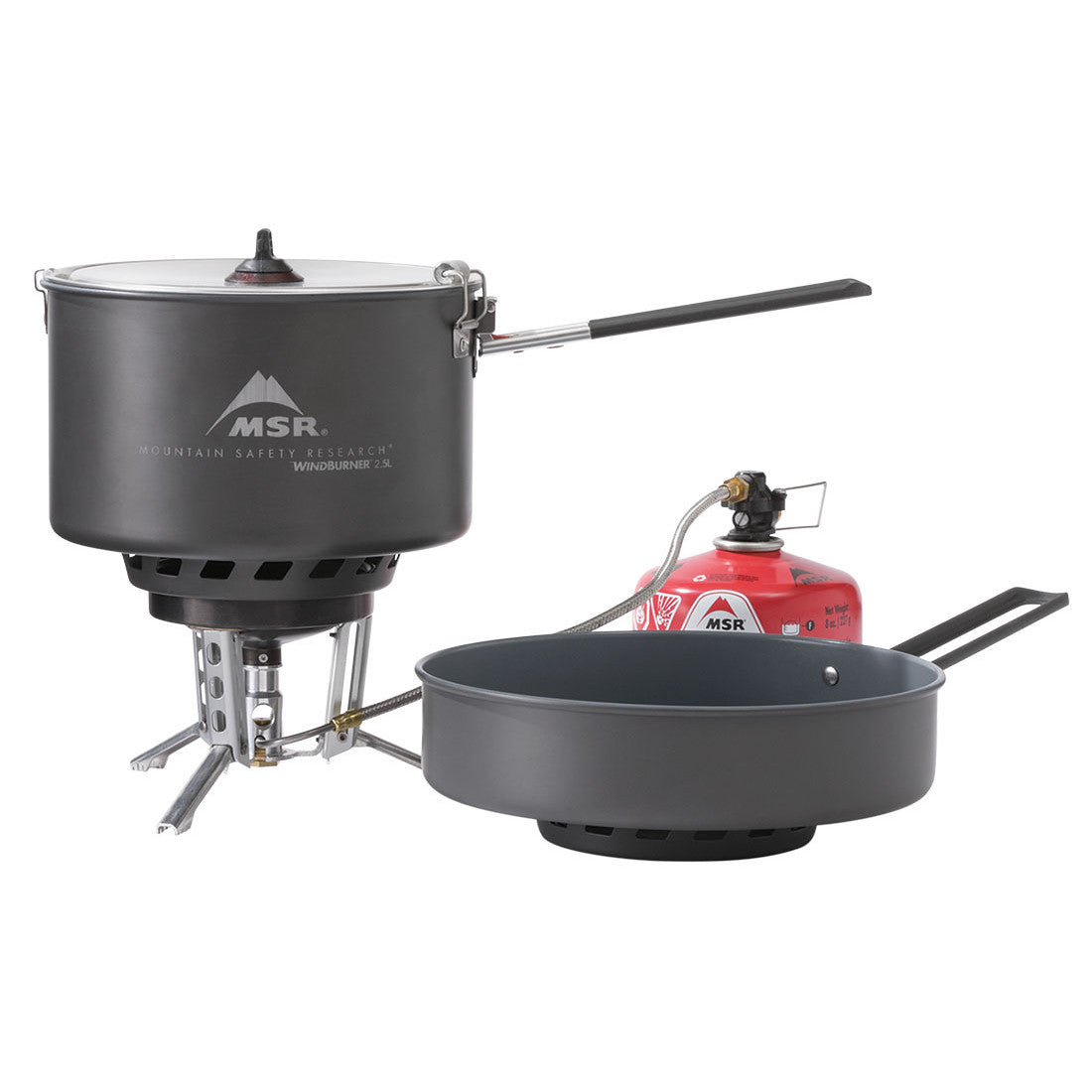 MSR Windburner Combo Camping Stove System, showing all included parts