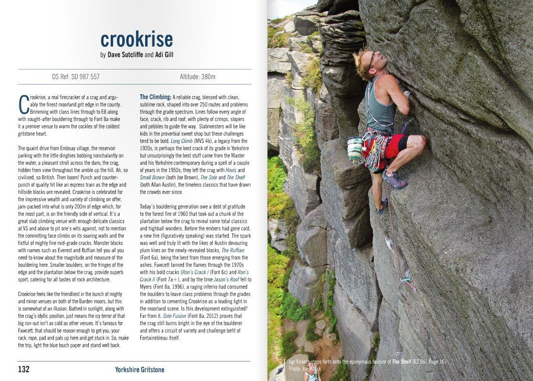 Yorkshire Gritstone Volume 2 (YMC) guidebook, example inside pages showing sector info