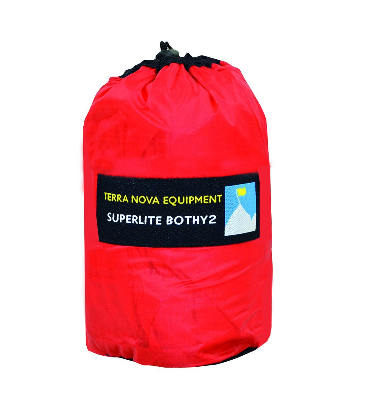 Terra Nova Superlite Bothy 2, an emergency survival shelter in a red stuff sack